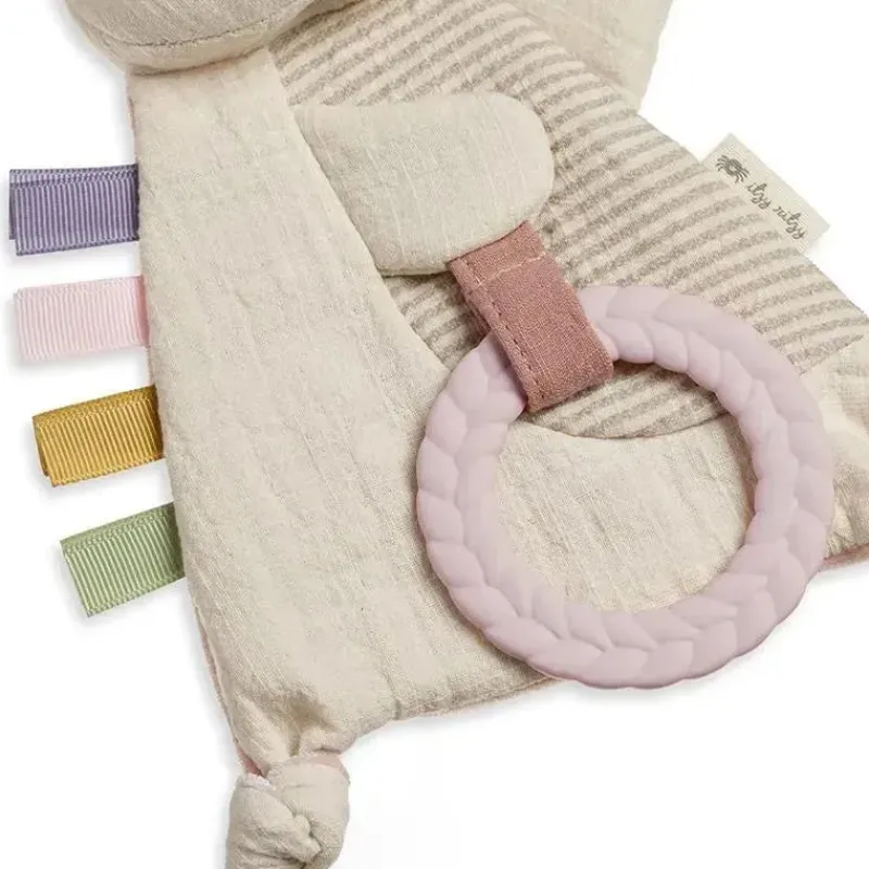 Itzy Ritzy Toys For 0-12 Months|Gift For Baby*- Bitzy Crinkle Sensory Crinkle Toy with Teether, Bunny