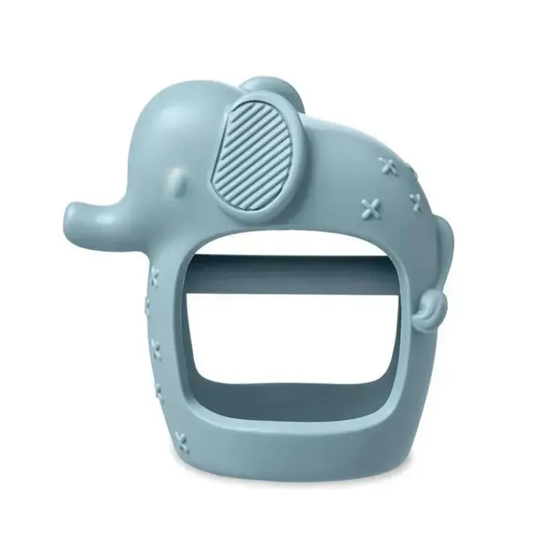 Itzy Ritzy Rattles & Teethers|Toys For 0-12 Months*- Bitzy Grip Silicone Developmental Teether with Easy-to-Hold Hand Grip, Elephant