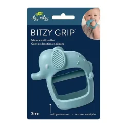 Itzy Ritzy Rattles & Teethers|Toys For 0-12 Months*- Bitzy Grip Silicone Developmental Teether with Easy-to-Hold Hand Grip, Elephant
