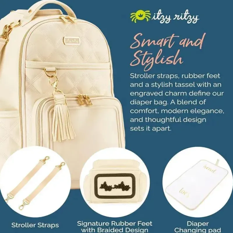 Itzy Ritzy Diaper Backpacks*- Diaper Bag Backpack, Large Capacity Boss Plus Baby Backpack Diaper Bag, Milk & Honey
