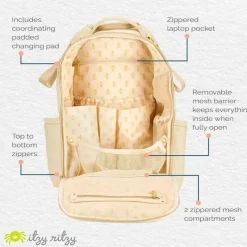 Itzy Ritzy Diaper Backpacks*- Diaper Bag Backpack, Large Capacity Boss Plus Baby Backpack Diaper Bag, Milk & Honey
