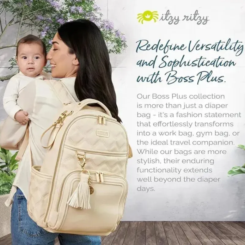 Itzy Ritzy Diaper Backpacks*- Diaper Bag Backpack, Large Capacity Boss Plus Baby Backpack Diaper Bag, Milk & Honey