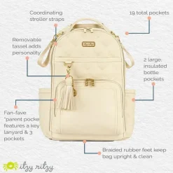 Itzy Ritzy Diaper Backpacks*- Diaper Bag Backpack, Large Capacity Boss Plus Baby Backpack Diaper Bag, Milk & Honey