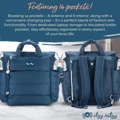 Itzy Ritzy Diaper Backpacks*- Dream Convertible Sapphire Starlight Diaper Bag