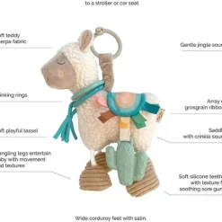 Itzy Ritzy Rattles & Teethers|Toys For 0-12 Months*- Link & Love Toy for Stroller or Car Seat, Silicone Teether, Llama