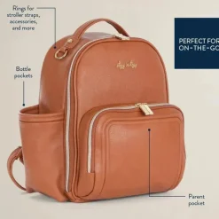 Itzy Ritzy Tote Bags|Diaper Backpacks*- Mini Plus Diaper Bag, Cognac