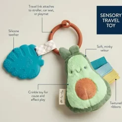 Itzy Ritzy Rattles & Teethers|Toys For 0-12 Months*- Pal™ Plush + Teether, Avocado