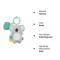 Itzy Ritzy Rattles & Teethers|Toys For 0-12 Months*- Plush Pal Silicone Teether, Koala