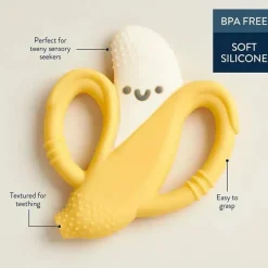 Itzy Ritzy Rattles & Teethers|Toys For 0-12 Months*- Silicone Teether with Easy-Grab Handles, Banana