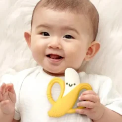 Itzy Ritzy Rattles & Teethers|Toys For 0-12 Months*- Silicone Teether with Easy-Grab Handles, Banana