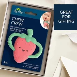 Itzy Ritzy Rattles & Teethers|Toys For 0-12 Months*- Silicone Teether with Easy-Grab Handles, Strawberry