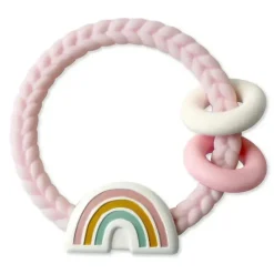 Itzy Ritzy Toys For 0-12 Months|Gift For Baby*- Silicone Teether With Rattle Rainbow