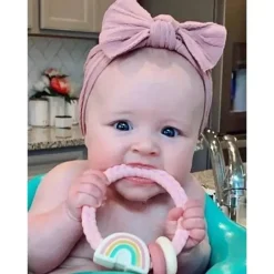 Itzy Ritzy Toys For 0-12 Months|Gift For Baby*- Silicone Teether With Rattle Rainbow