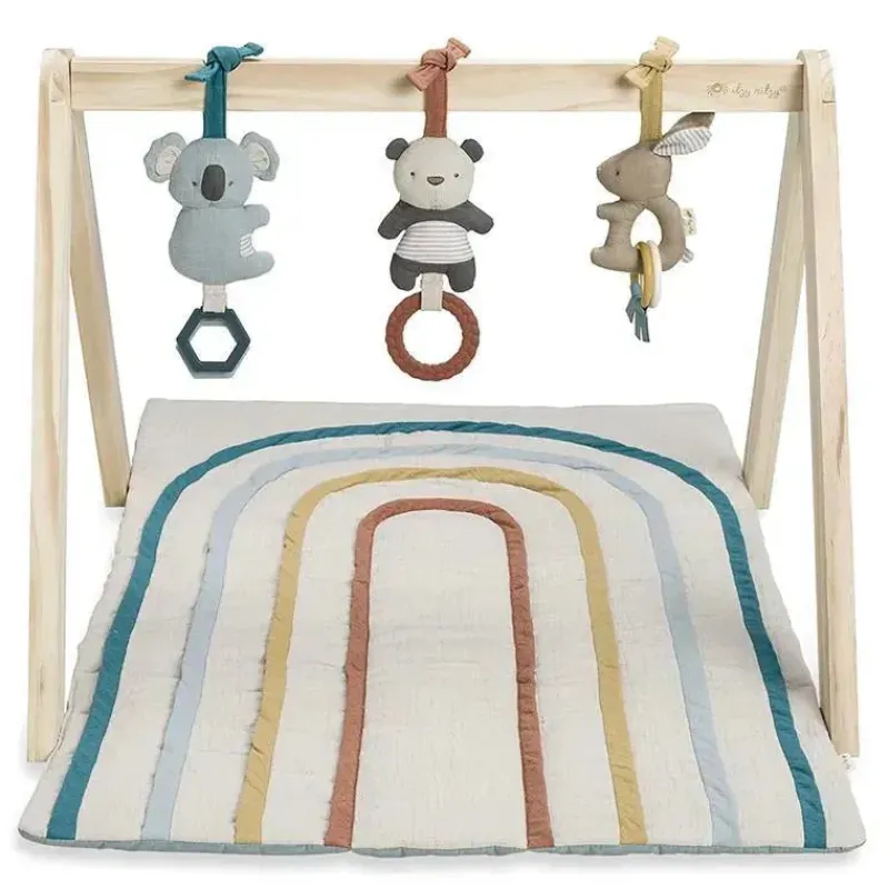 Itzy Ritzy Playmats & Gyms|Toys For 0-12 Months*- Wooden Acitivity Gym With Play Mat And Toy Rainbow