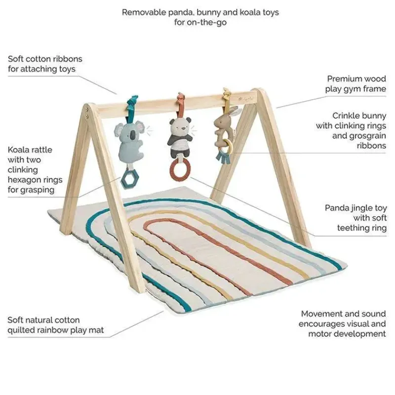 Itzy Ritzy Playmats & Gyms|Toys For 0-12 Months*- Wooden Acitivity Gym With Play Mat And Toy Rainbow