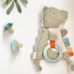 Itzy Ritzy Toys For 0-12 Months|Gift For Baby*Crinkle Sensory Toy W/Teether- Dino