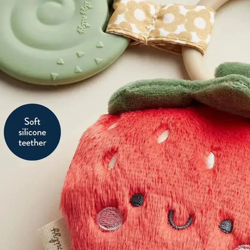 Itzy Ritzy Rattles & Teethers|Toys For 0-12 Months*- Pal™ Plush + Teether, Strawberry