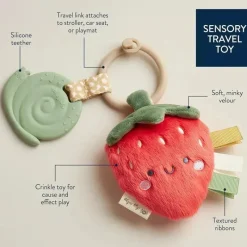 Itzy Ritzy Rattles & Teethers|Toys For 0-12 Months*- Pal™ Plush + Teether, Strawberry