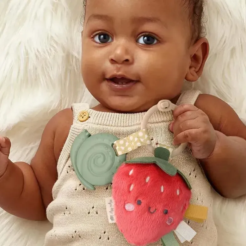 Itzy Ritzy Rattles & Teethers|Toys For 0-12 Months*- Pal™ Plush + Teether, Strawberry