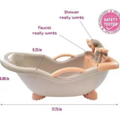 JC Toys Dolls Accessories|Dolls*- Baby Doll Real Working Bath Set, Ages 2+, Earth Tone Colors