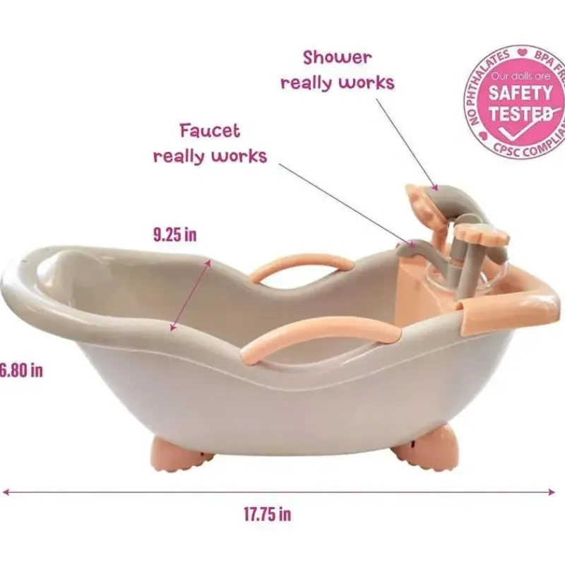 JC Toys Dolls Accessories|Dolls*- Baby Doll Real Working Bath Set, Ages 2+, Earth Tone Colors