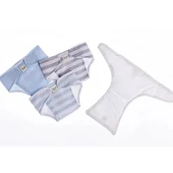 JC Toys Dolls Accessories|Dolls*- Baby Doll Washable and Reusable Eco Diapers, 4 Pack Fits Dolls 14 to 18, Blue, White and Grey