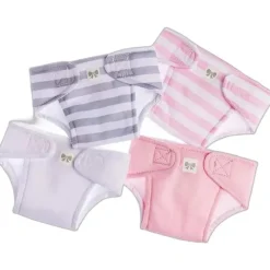 JC Toys Dolls Accessories|Dolls*- Baby Doll Washable and Reusable Eco Diapers, 4 Pack Fits Dolls 14 to 18, Pink