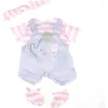 JC Toys Dolls Accessories|Dolls*- Berenguer Boutique Baby Doll Outfit, Gray Overall Shorts with Pink Stripes, Ages 2+