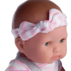 JC Toys Dolls Accessories|Dolls*- Berenguer Boutique Baby Doll Outfit, Gray Overall Shorts with Pink Stripes, Ages 2+
