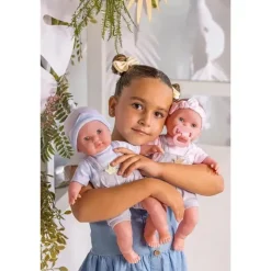 JC Toys Dolls Accessories|Dolls*- Berenguer Boutique Baby Doll Outfit, Gray Overall Shorts with Pink Stripes, Ages 2+