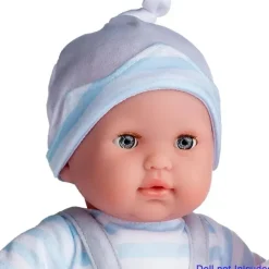 JC Toys Dolls Accessories|Dolls*- Berenguer Boutique Baby Doll Outfit, Gray Overall Shorts with Blue Stripes, Ages 2+
