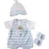 JC Toys Dolls Accessories|Dolls*- Berenguer Boutique Baby Doll Outfit, Blue Stripes and White Overall Shorts with Headband, and Booties, Ages 2+