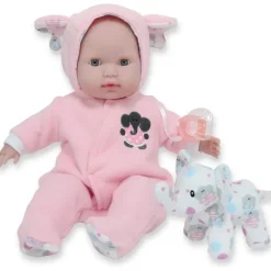 Nemcor Dolls*Jc Toys - Berenguer Boutique Soft Body Baby Doll Open/Close Eyes. Animal Theme Pink. Window Box