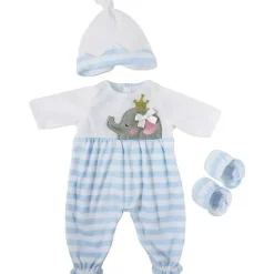 JC Toys Dolls Accessories|Dolls*- Berenguer Boutique Baby Doll Outfit, Blue Striped Long Onesie with Headband, and Booties, Ages 2+