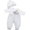 JC Toys Dolls Accessories|Dolls*- Berenguer Boutique Baby Doll Outfit, Gray Striped Long Onesie, Ages 2+