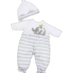 JC Toys Dolls Accessories|Dolls*- Berenguer Boutique Baby Doll Outfit, Gray Striped Long Onesie, Ages 2+