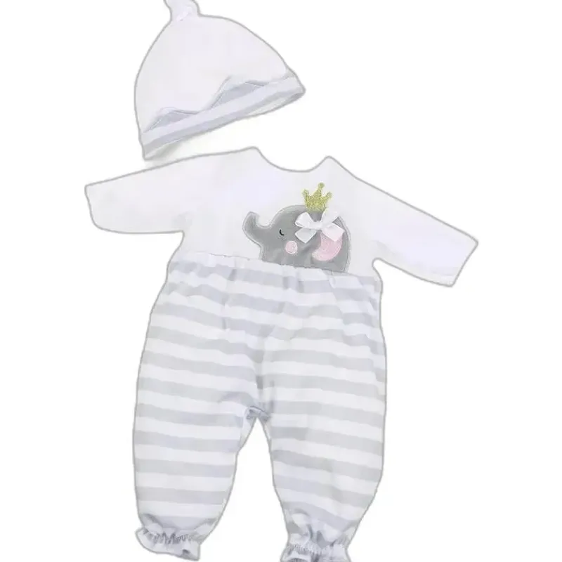 JC Toys Dolls Accessories|Dolls*- Berenguer Boutique Baby Doll Outfit, Gray Striped Long Onesie, Ages 2+