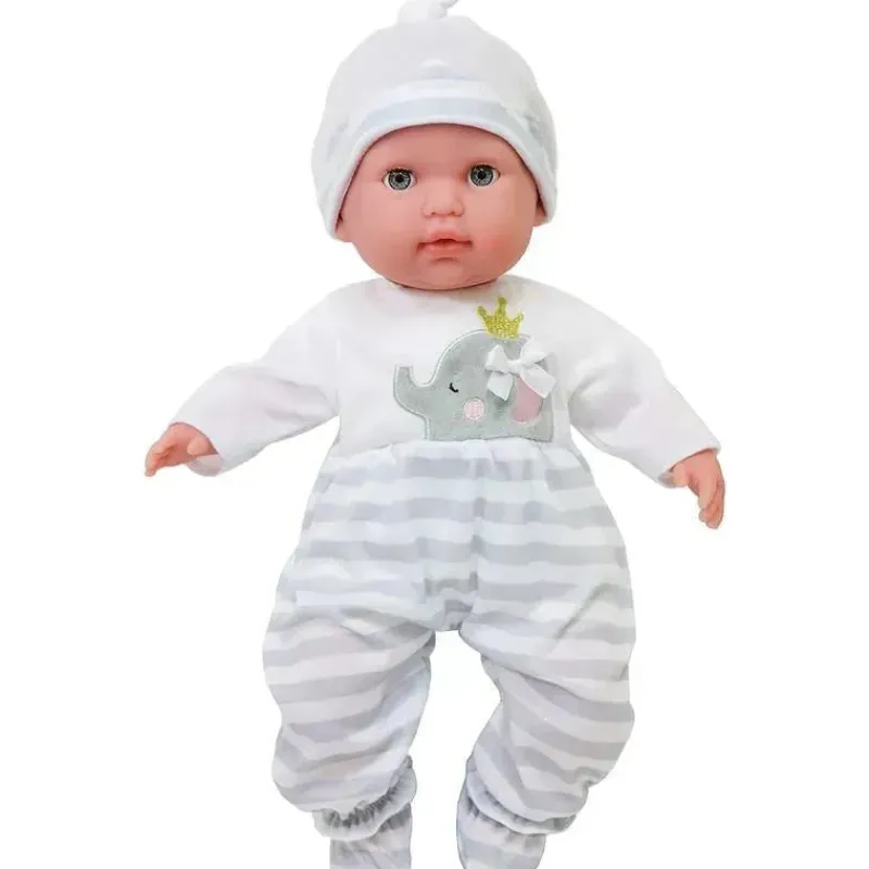 JC Toys Dolls Accessories|Dolls*- Berenguer Boutique Baby Doll Outfit, Gray Striped Long Onesie, Ages 2+