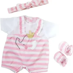 JC Toys Dolls Accessories|Dolls*- Berenguer Boutique Baby Doll Outfit, Pink Stripes and White Overall Shorts, Ages 2+