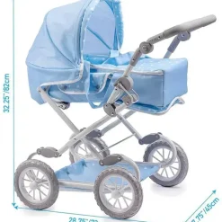 JC Toys Dolls Accessories|Dolls*- Berenguer Boutique, Deluxe Foldable Baby Doll Stroller with Canopy, Blue