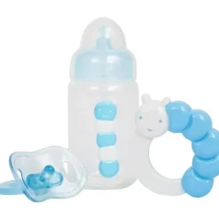 JC Toys Dolls Accessories|Dolls*- Blue Baby Doll Bottle, Rattle & Pacifier Set, Ages 2+