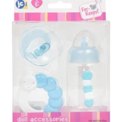 JC Toys Dolls Accessories|Dolls*- Blue Baby Doll Bottle, Rattle & Pacifier Set, Ages 2+