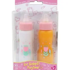 JC Toys Dolls Accessories|Dolls*- Deluxe Disappearing Magic Bottles, Fits All Dolls, Milk and Juice, Ages 2+, Pink