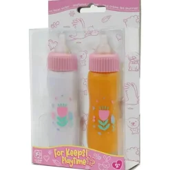 JC Toys Dolls Accessories|Dolls*- Deluxe Disappearing Magic Bottles, Fits All Dolls, Milk and Juice, Ages 2+, Pink