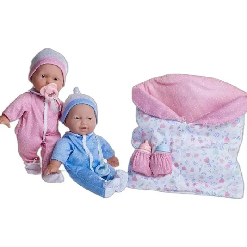 JC Toys Dolls*- La Baby 11 Soft Body Twin Baby Dolls, Removable Outfits and Reversible Sleeping Bag & Accessories