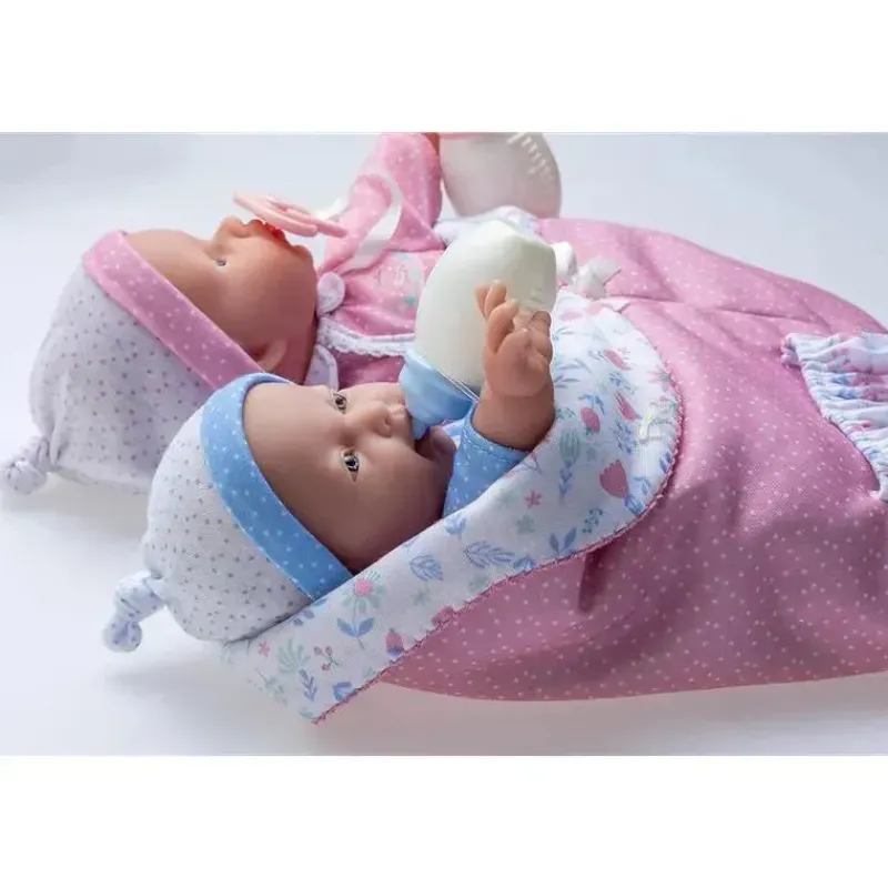 JC Toys Dolls*- La Baby 11 Soft Body Twin Baby Dolls, Removable Outfits and Reversible Sleeping Bag & Accessories
