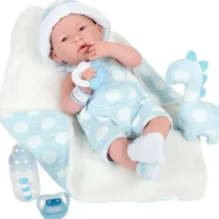 JC Toys Dolls*- La Newborn All-Vinyl-Anatomically Correct Real Boy 15, Designed by Berenguer, Blue with Dots