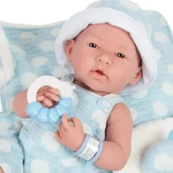 JC Toys Dolls*- La Newborn All-Vinyl-Anatomically Correct Real Boy 15, Designed by Berenguer, Blue with Dots