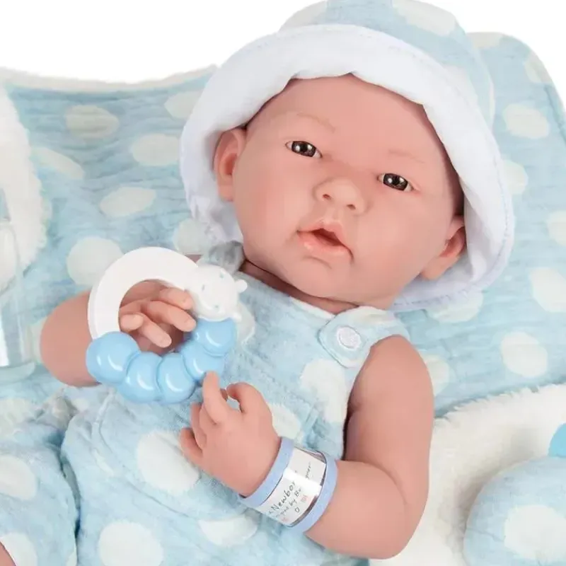 JC Toys Dolls*- La Newborn All-Vinyl-Anatomically Correct Real Boy 15, Designed by Berenguer, Blue with Dots