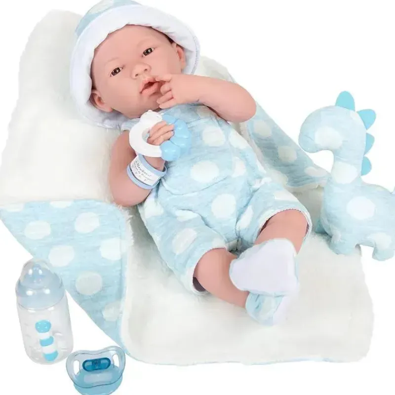 JC Toys Dolls*- La Newborn All-Vinyl-Anatomically Correct Real Boy 15, Designed by Berenguer, Blue with Dots